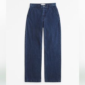 Abercrombie & Fitch High Rise Loose Trouser Jean in Dark Wash